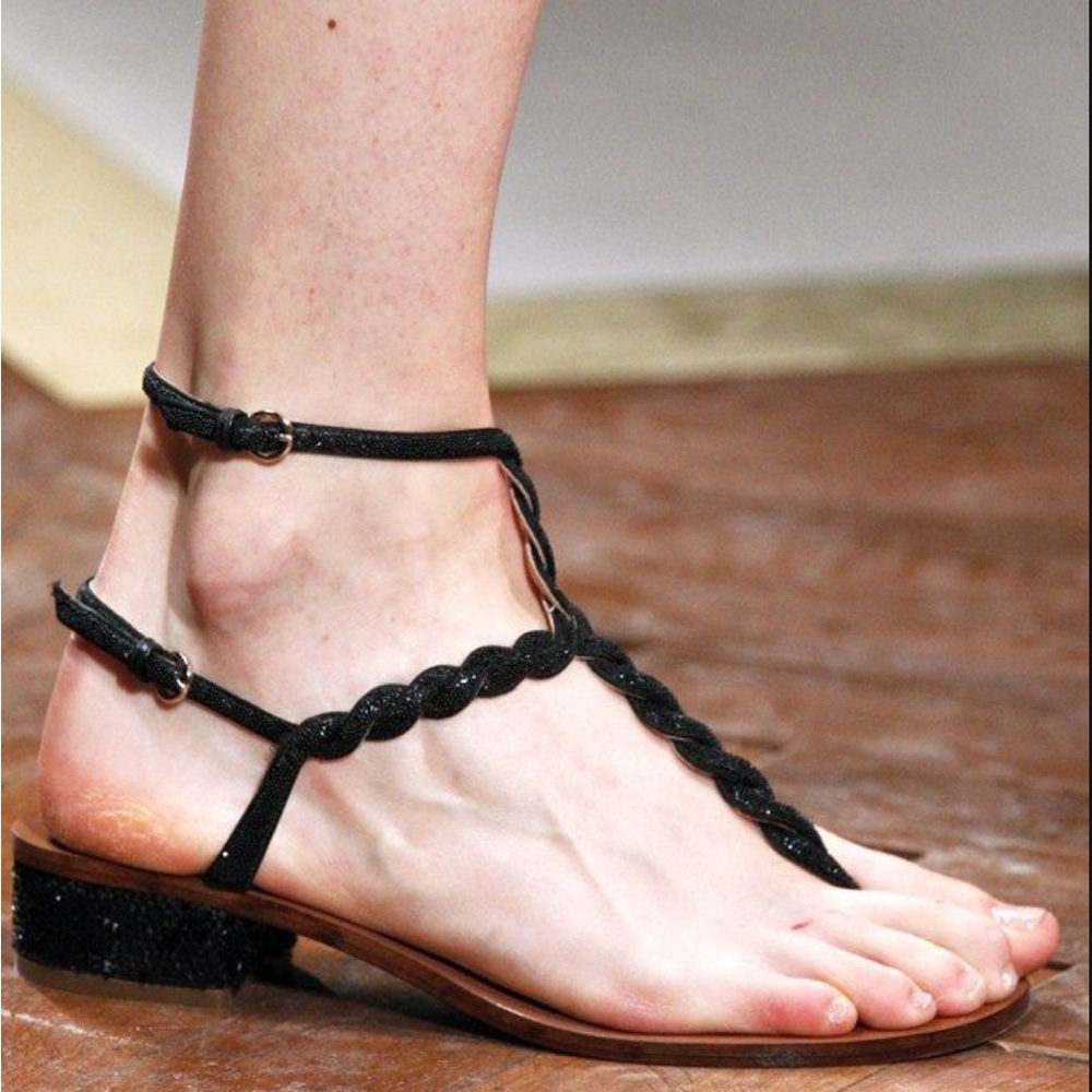 ISO Valentino braided 30mm heel sparkle sandal